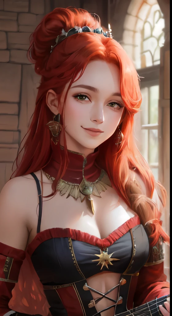 nsfw, malty melromarc, upper body, 1girl, red jewelry, green eyes, red hair, nude <lora:Malty Melromarc v1_1:0.8>