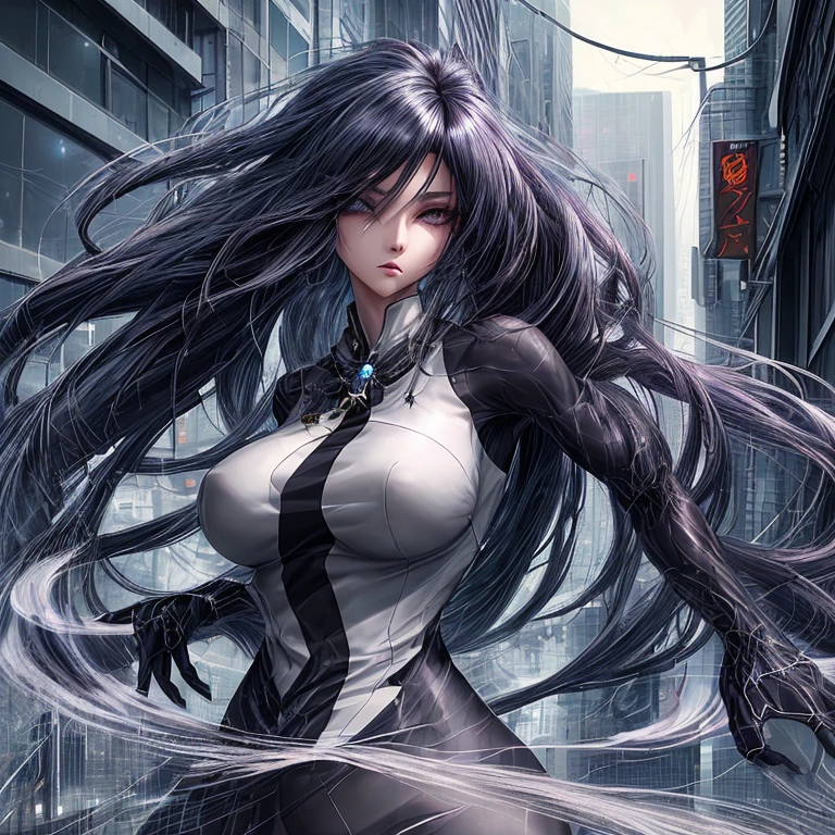 In an urban anime setting, a typical female character that possess an alluring yet practical appearance. Picture her with long, flowing locks resembling a waterfall of midnight silk, cascading down her back with a mesmerizing allure. Her hair, a rich canvas of darkness, sways gently with each movement, adding a touch of elegance to her urban demeanor.
She is of average height, standing around 5'5" to 5'7", with a slender yet athletic build that speaks of agility and strength. Her attire, a seamless fusion of street chic and avant-garde fashion that accentuates her curves while allowing for ease of movement in the bustling urban environment.
Her eyes, adorned with a touch of mystery, reflect the city lights like shimmering jewels, hinting at the depths of her character beneath the surface. With a poised posture and an aura of quiet confidence, she navigates the streets with grace and determination, a captivating presence amidst the urban chaos.