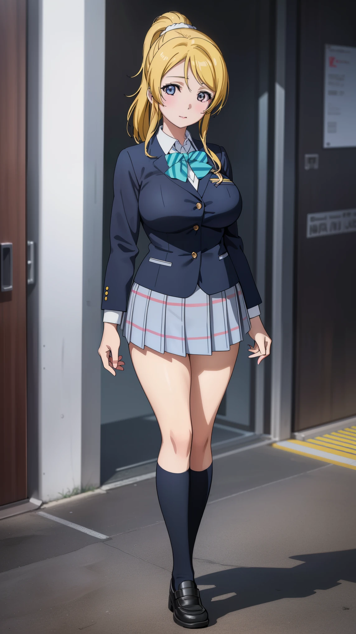 1 girl, ((school uniform)) Eri Ayase, (lovelive),huge breasts , full body figure,  (highest quality、4k、8K、High resolution、must have:1.2)、Super detailed、(reality、realisticです、realistic:1.37)、ticker、hyper hd、studio lighting、ultra definition paint、sharp focus、Physically based rendering、extreme details、Professional specifications、vibrancy and color、blurry、sports portrait、landscape、horror style、anime big breasts、SF、photograph、concept artist、five fingers, perfect body,  {{{masterpiece}}}, {{{highest quality}}}, {{Super detailed}}, {shape}, {{very delicate and beautiful}},Improved cost performance、all roles、Canon 5D MK4でphotograph、photograph,