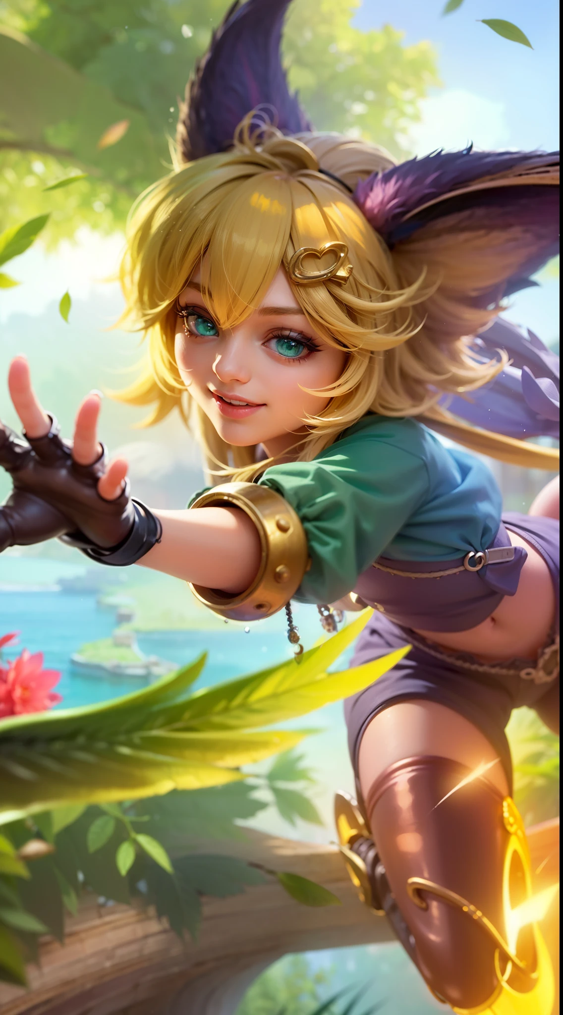 a girl with a cat hat and gloves, 8k, ultra hd, ultra detailed texture, hyper realistic, masterpiece, detailed texture, detailed face, detailed skin, detailed lighting, (photorealistic:1.5), best quality, beautiful lighting, cinematic lighting, professional lighting, ultra highres, realistic, detailed hair, real hair, high quality, (realskin:1.5), extremely detailed, finely detail, ultra-detailed, green eyes, smile.