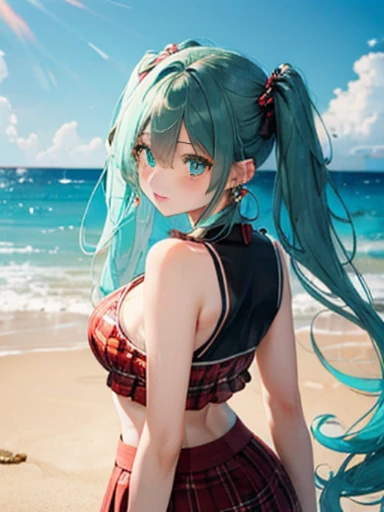 8K,gal,an extremely delicate and beautiful,Beautiful and realistic skin,Shiny jewel-like earrings,Long colorful hair,beautiful eyes,full body,head to toe,beautiful regs,bikini
,summer festival,splash