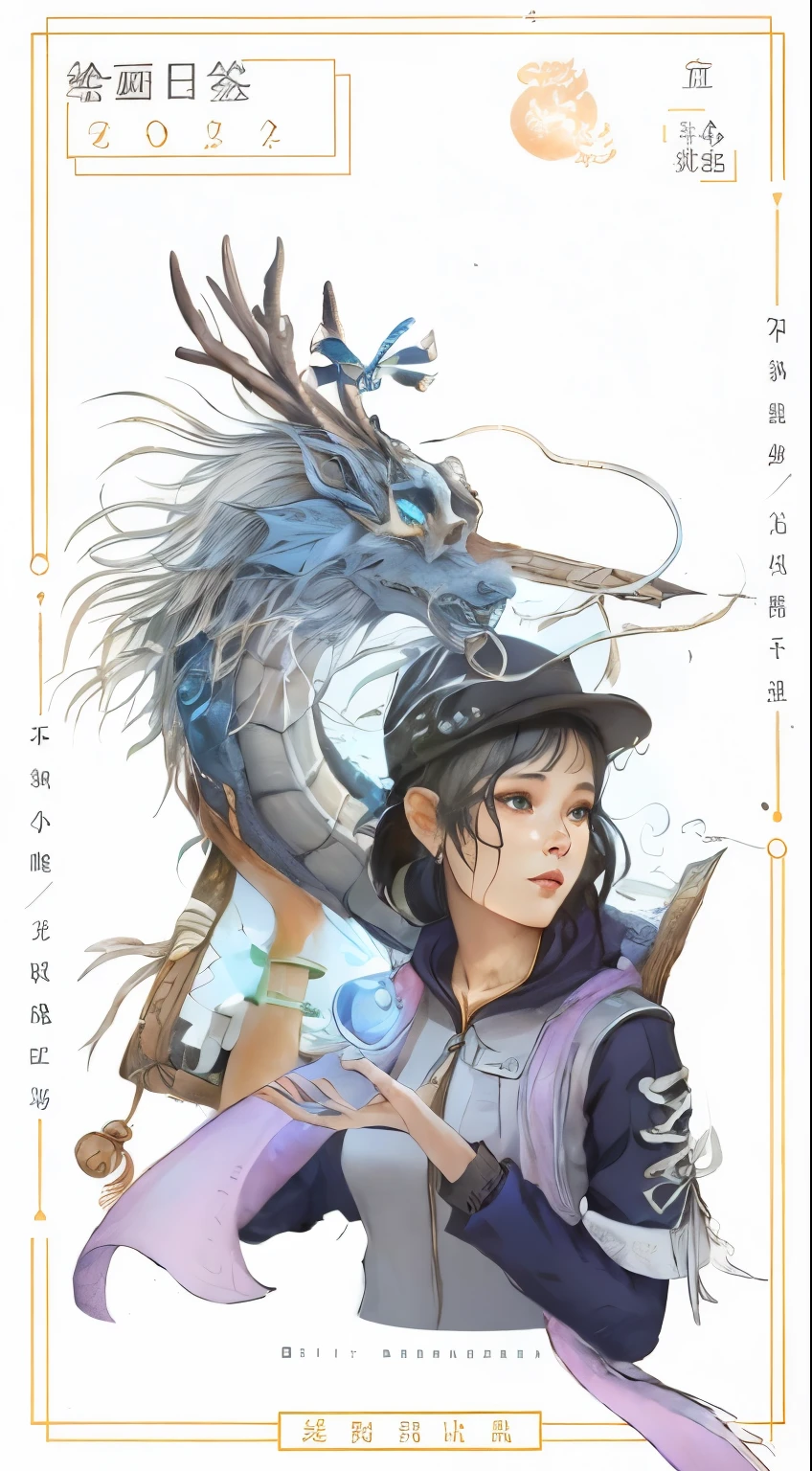 3D young and handsome((Female aristocracy))Close-up portrait with hat，Chinese dragon wearing ram skull。beautiful。Betta，， biology发光， plasma， ice cold， water， wind， biology， Works by Wu Ya and WLOP and Bippel and Greg Rutkovsky, biology00d, (Amber theme:0.7), one person, 