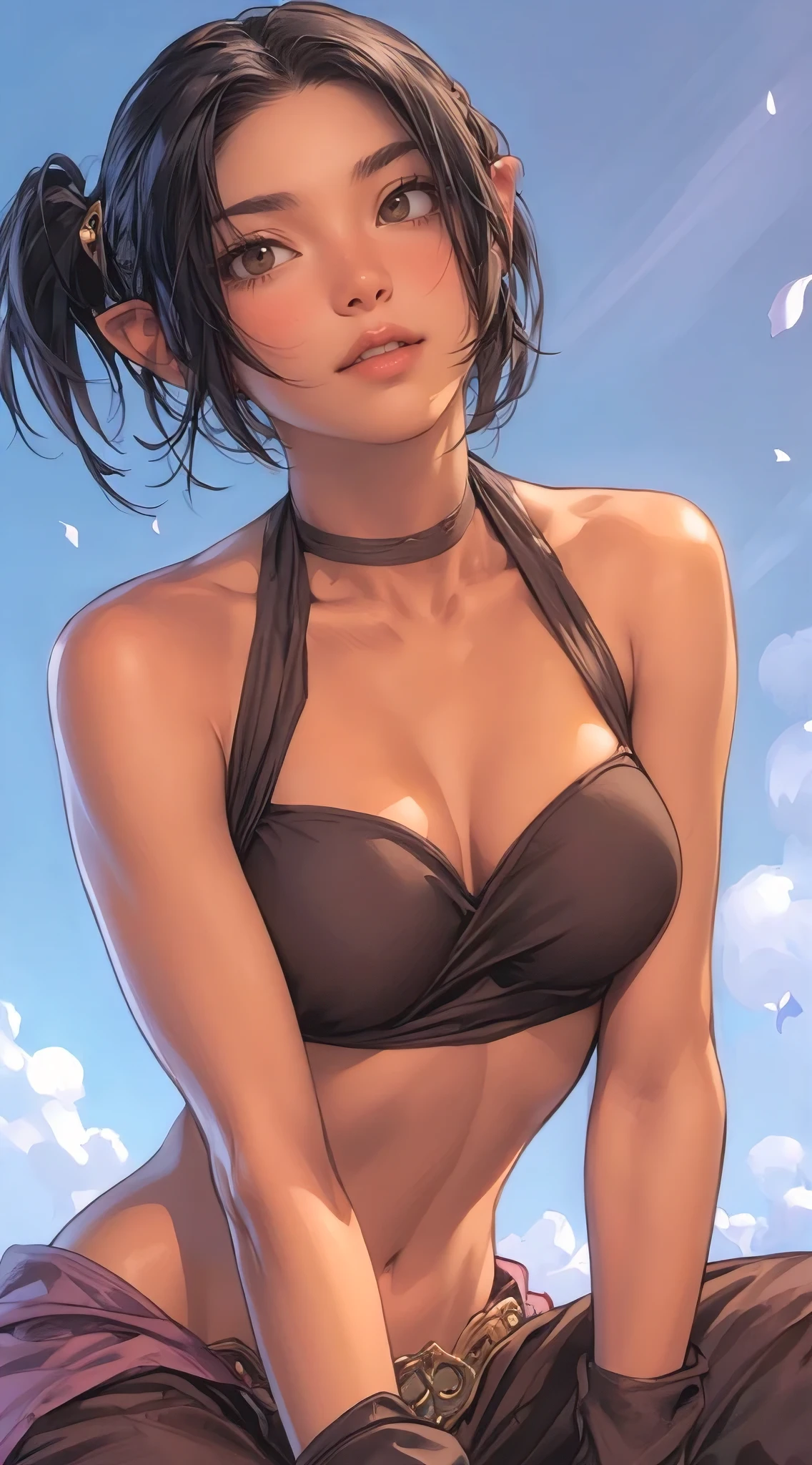 (best quality,4k,8k,highres,masterpiece:1.2),ultra-detailed,(realistic,photorealistic,photo-realistic:1.37),illustration by artgerm and donato giancola,attractive woman,perfect body,hyperfeminine curves,cute and playful pose,vibrant,expressive,beautiful detailed eyes,beautiful detailed lips,extremely detailed eyes and face,long eyelashes,soft and glowing skin,long flowing hair,artistic background,fantasy elements,charming smile,alluring gaze,enhanced colors,skilled brushstrokes,impressive lighting,allure,confidence,fashionable outfit,ornate accessories,lively atmosphere,natural beauty,eye-catching,creative composition,powerful female representation,exquisite details,artistic interpretation,rich textures,harmonious color palette,sensual femininity,realistic proportions,graceful and elegant posturing,delicate features,eye-catching highlights,subtle shadows,depth and dimension,meticulous attention to details,vivid and saturated hues,radiant aura