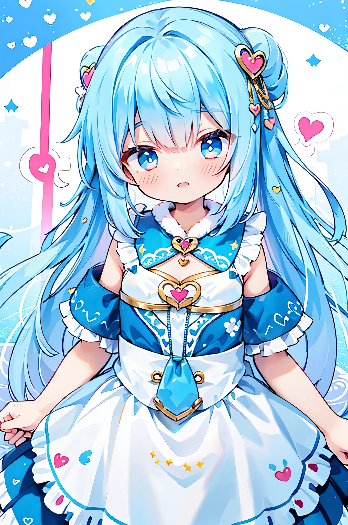 super high quality Super high quality masterpiece Idol Dress Cute Heart light blue hair