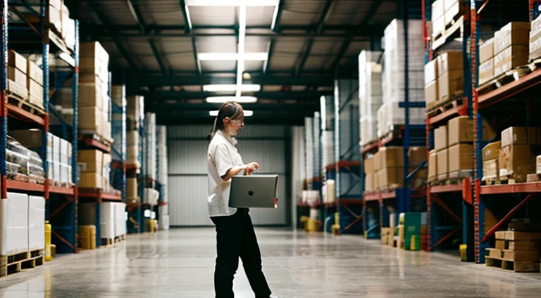 Work scene in a logistics warehouse
