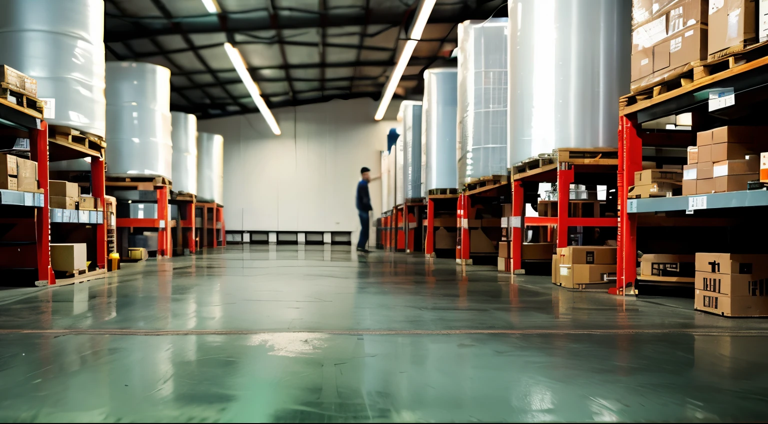 Work scene in a logistics warehouse