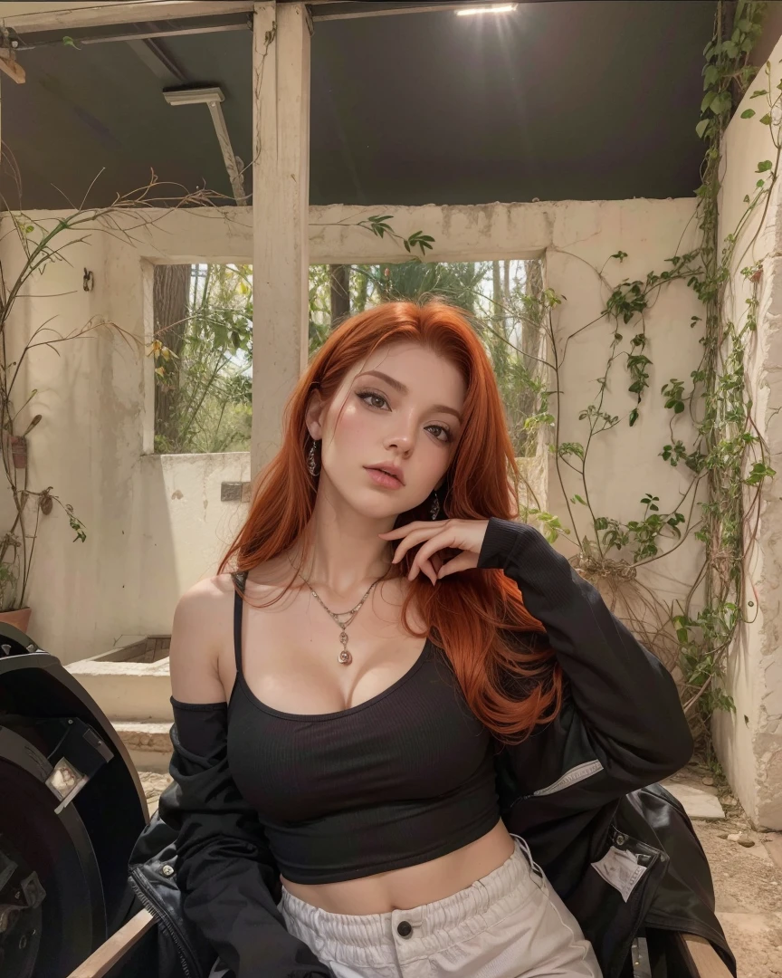 Ruiva tirando foto, cabelo redoranjado, seios grandes, peitos enormes, Full HD, 4K