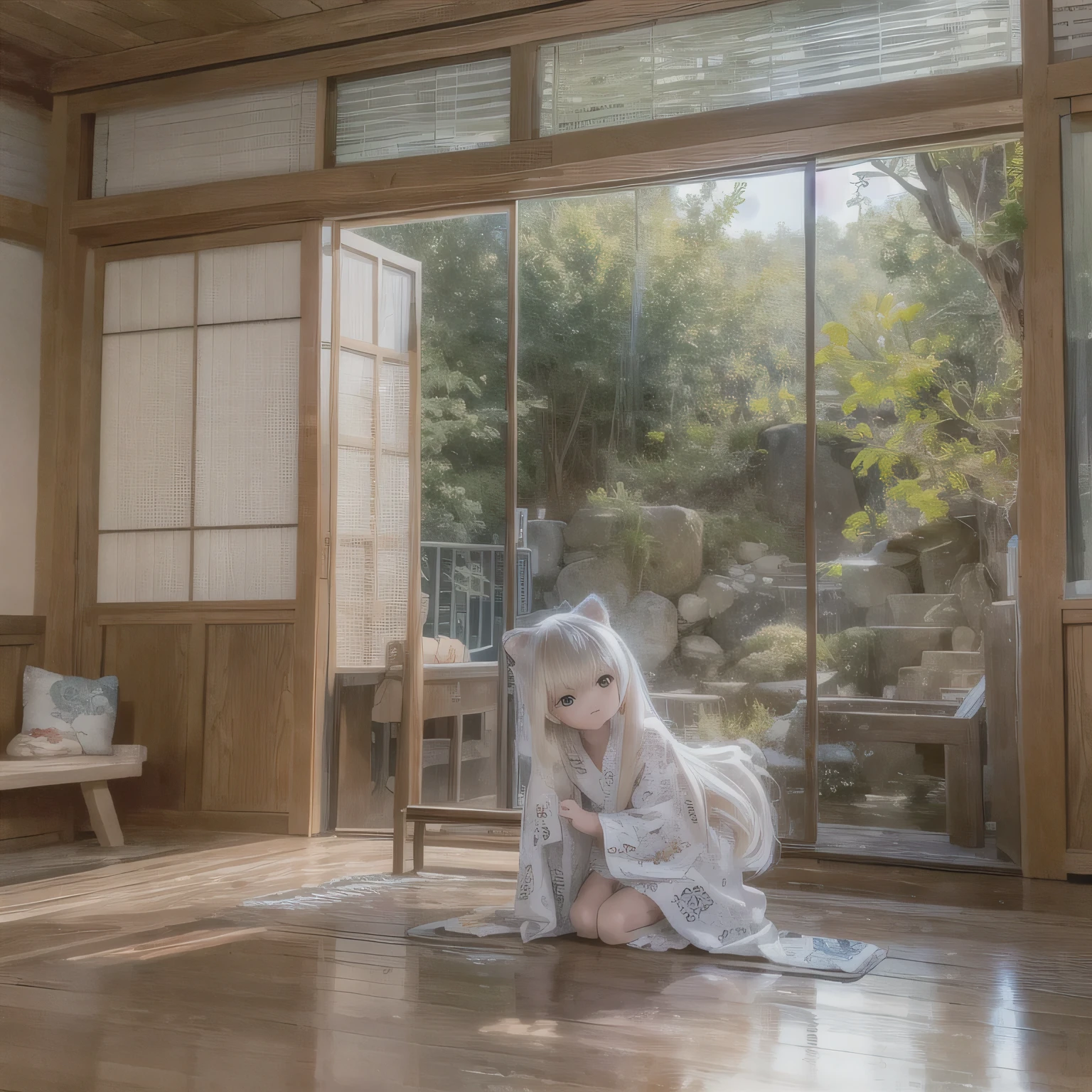 A white tiger girls chibi in a yukata at a hot spring inn, (best quality,4k,8k,highres,masterpiece:1.2), ultra-detailed, (realistic,photorealistic,photo-realistic:1.37), traditional Japanese style, vibrant colors, soft lighting