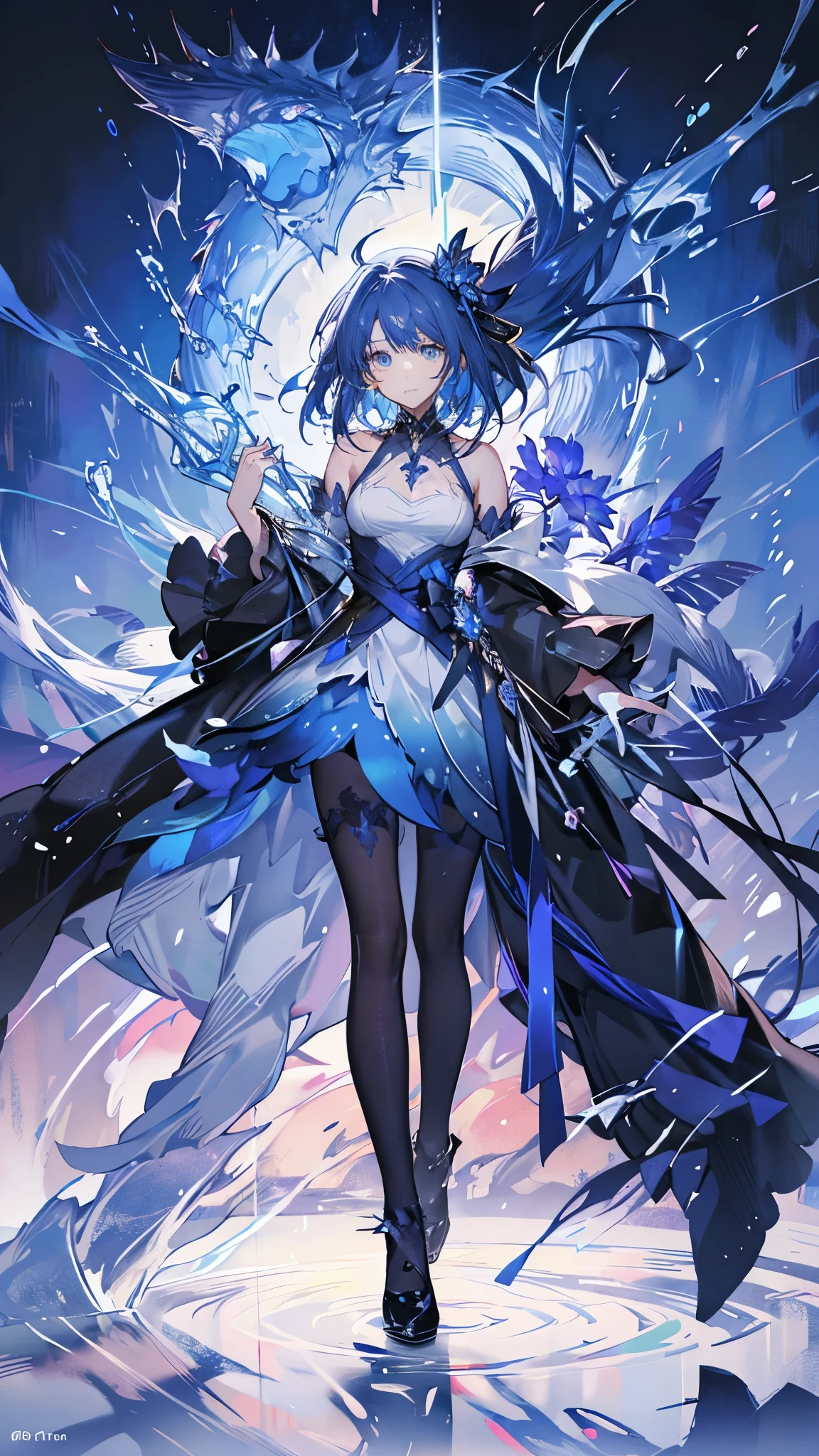 Leprechauns in the forest,Blue Iris,Blue Iris Narcissus Fairy,detail,in battle,full-body shot,grace,gentle