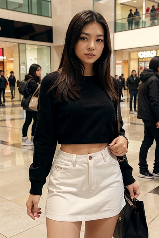 hot asian wearing clothes in the mall