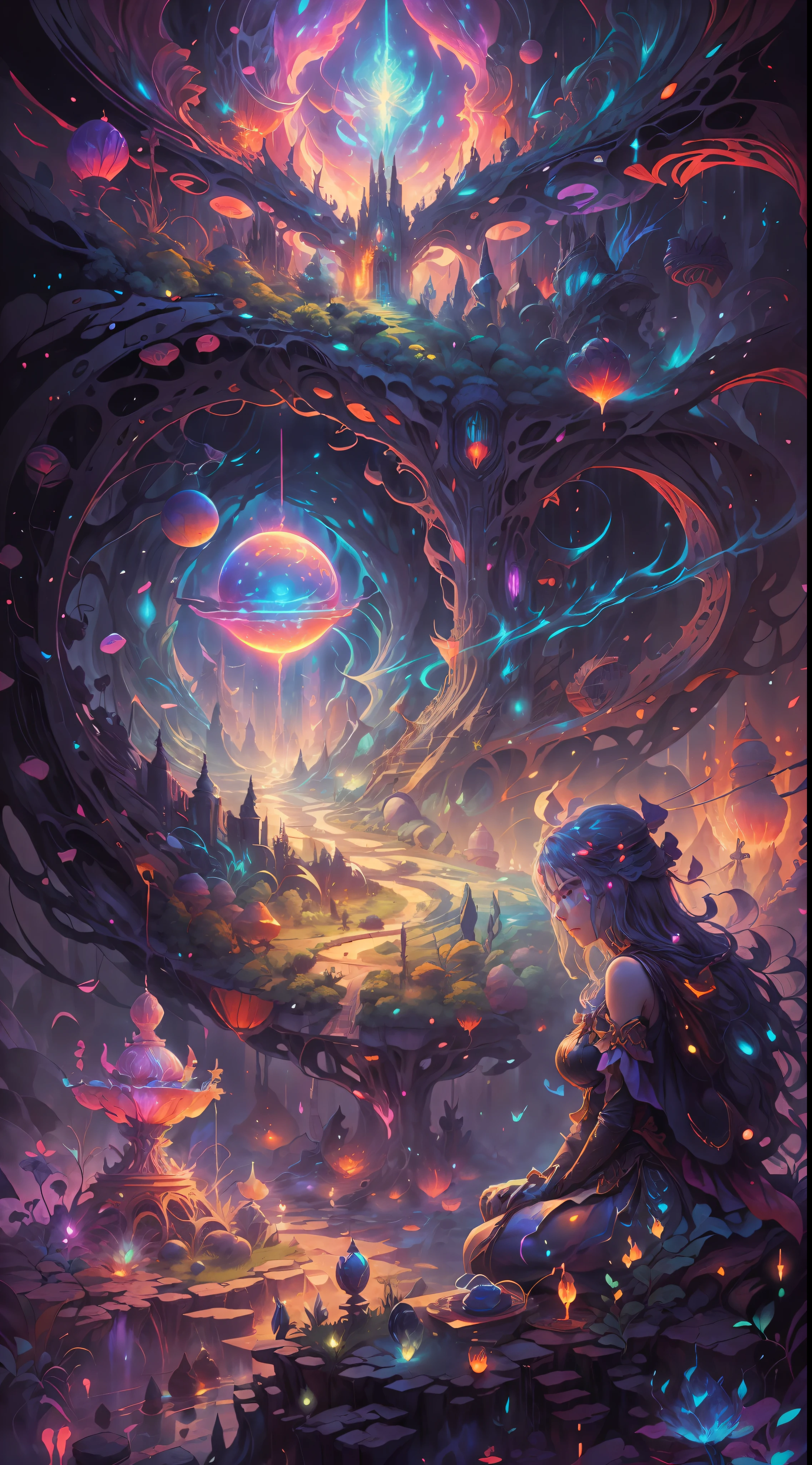 Exciting dreams， Ultra-realistic， Abstract， Narcotics, com.tmasterpiece，PsyAI, （com.tmasterpiece，Best quality：1.2），clarification，8k wallpaper，dazzle，（Portals：1.1），（Other worldly creatures：1.2），（Magic energy：1.1），（Floating debris：1.05），(Glowing third eye:1.1), (Strong lights:1.05), (light:1.05), (imaginary:1.15), (Hyperrealism:1.1), (The spiritual:1.05), (it&#39;s interesting:1.05), (ethereal:1.08), (The spiritual:1.1), (cosmic:1.05), (multidimensional:1.1), (Odd:1.05), (Faten:1.1), (never forget:1.05), (Imagination art: 1.1)，（Number art：1.05），（Magical realism：1.08），（epic：1.1），（Concept art：1.05），（Very detailed：1.1），（Cinematic light：1.05），（Ultra-realistic：1.05），（The spiritual：1.05），（amazing：1.1），（Andrei Sornov：1.05），（Mind bending：1.1），（Big breasts are charming：1.05），（It's unbelievable：1.05），（Other landscapes：1.1），（Fascinating：1.05 ), (It's unbelievable:1.05), (Gate opening:1.05)