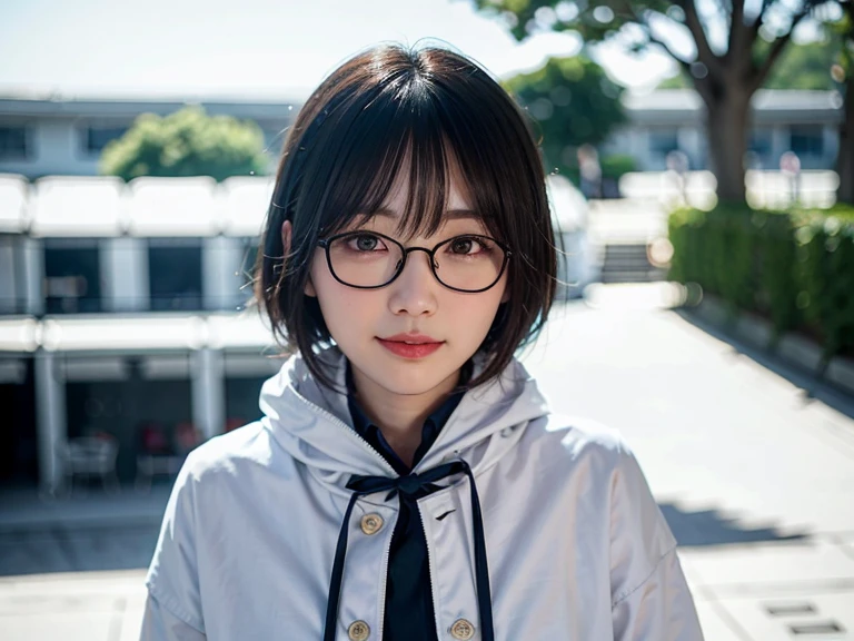 真冬のTag本の街でロングコートを着てポーズをとる女性、She has a navy scarf around her neck..、highest quality、1 girl、、Tag、shine、blur background、Bokeh、outside the house、(street:0.8)、woman with glasses、thin frame glasses、round lens glasses、Thin gold eyeglass frames、、luxury(short hair、amount:1.2)、snow scene、Beautiful sky drawn in detail、(dynamic pose:1.2)、 (Upper body:0.5)、soft lighting、Wind、glowing skin、laughter、A long coat over a sweater