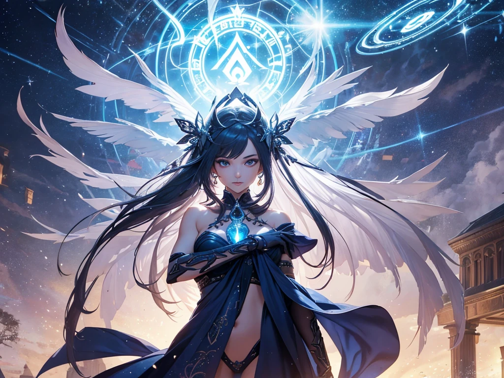 ((Charming Pisces female character:1.2)), Pisces, Magical blue Pisces astrolabe, Pisces image, Fish scale armor, ((the ocean)),warrioress, There were two fish behind him, tarot, (Pisces symbol:1.5), ((((Deep sea background:1.2)))), ((((Small of breast:1.2))))The stars twinkle, A sense of mystery, Cosmic elements, Majestic and deep atmosphere, Simple decorative details, mesmerizing eyes, starlight embellishment, dream colors), Blue tones match white tones, Correct gestures, (1girll), ((Hyper-detailing))), (Under the water:1.2), The farthest end, (Abyss), Extraordinary lighting, art painting, offcial art, unified (8K) Wallpapers, ultra - detailed, romanticism lain, ((tmasterpiece)), The background is blurred out, The color palette of the artwork should be based on fairy tale fantasy、Mythological fantasy and high fantasy with saturated colors。The image should have a dreamy ethereal atmosphere, Atmospheric and volumetric lighting and dynamic lighting are utilized to emphasize the awesome aura of the image, fanciful, effeminate, Atmospheric perspective, Atmospheric perspective, Pre-Raphaelite Brotherhood,Stunning skin,Resentful eyes