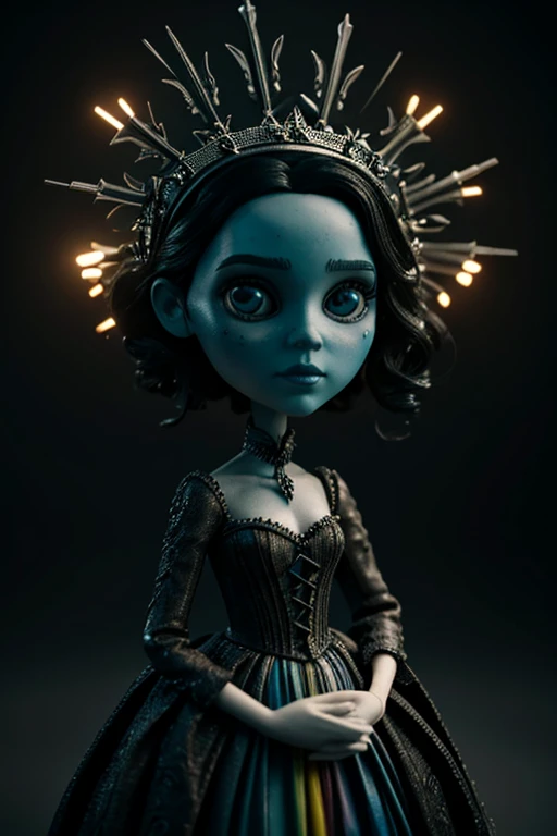 8K, ARTISTIC photogrAphy, best quAlity, mAsterpiece: 1.2), A (potrAit:1.2) Tim Burton's Corpse Bride style  Toon Doll, in a Dragon's Lair , full body RAW candid cinema, 16mm, color graded portra 400 film, remarkable color, ultra realistic, sad admosphere, dark lighting, oppressive atmosphere, depressive colors, kodak portra 400, photograph,r, Natural Light, Salvatrucha tatoos, Crown Metal, Pinhead lighgts, blur reflection, Brush Strokes, Smooth, abstract, Splatter, Oil On Canvas, rainbow colors, fractal isometrics details bioluminescens : a stunning realistic photograph of wet bone structure, 3d render, octane render, intricately detailed, titanium decorative headdress, cinematic, trending on artstation | Isometric | Centered