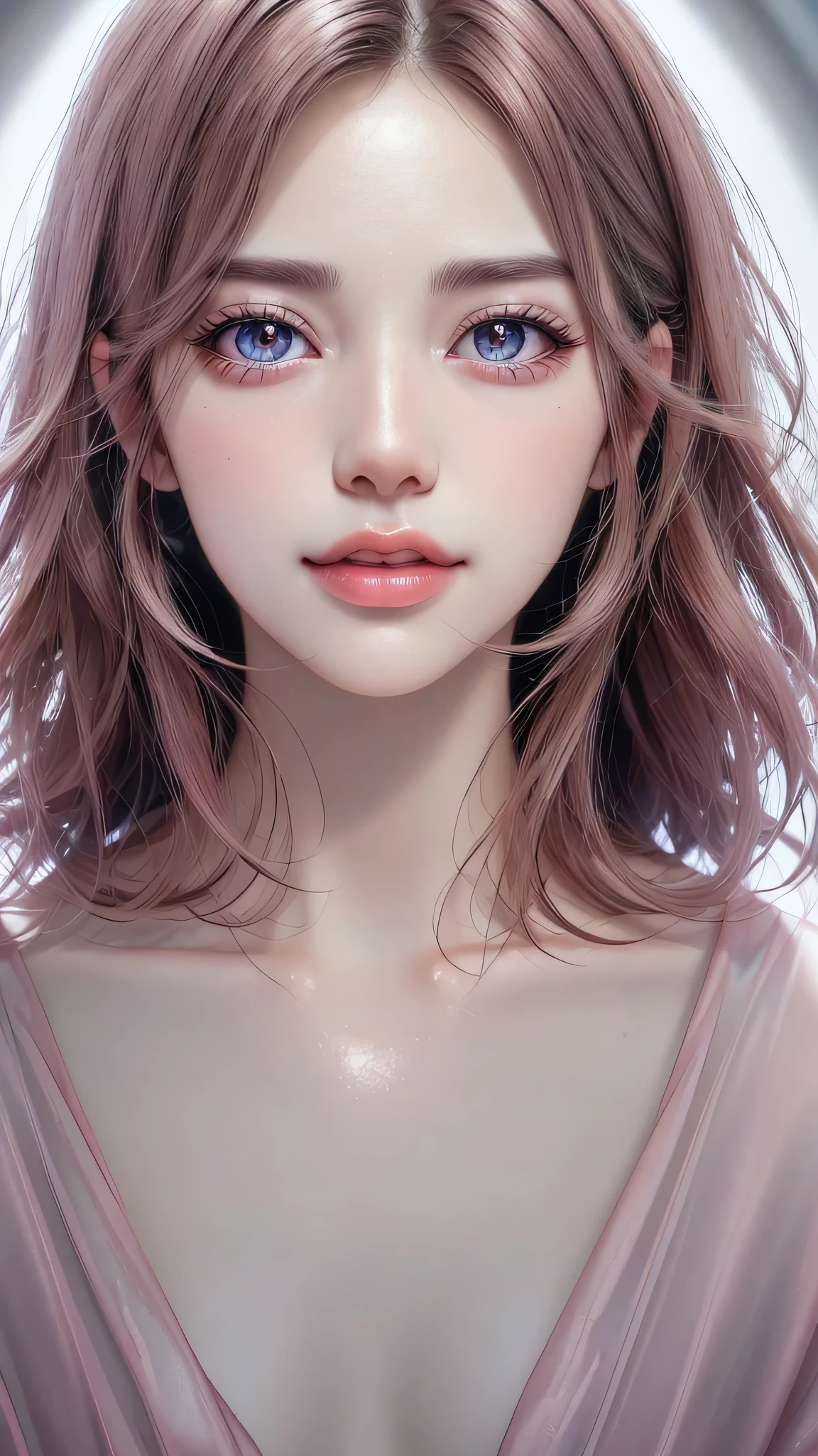 Close-up view , (8k, RAW photo, photorealistic:1.25) ,( lipgloss, eyelashes, gloss-face, glossy skin, best quality, ultra highres, depth of field, chromatic aberration, caustics, Broad lighting, natural shading,Kpop idol) looking at viewer with a serene and goddess-like happiness,