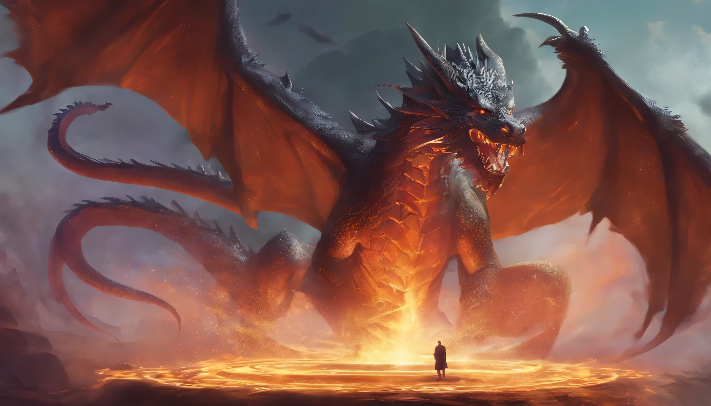 Create a dragon in the middle of the circle