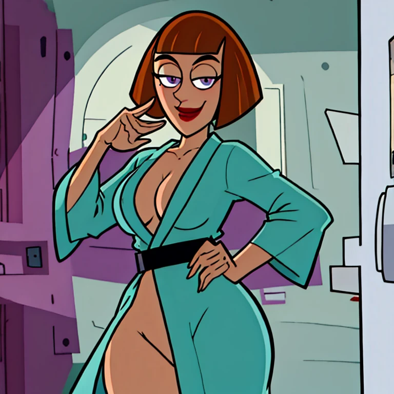 maddie fenton, looking at viewer, thinking about sex, horny, slutty, opening the door, greeting you, welcome home, flashing, bathrobe, wants you