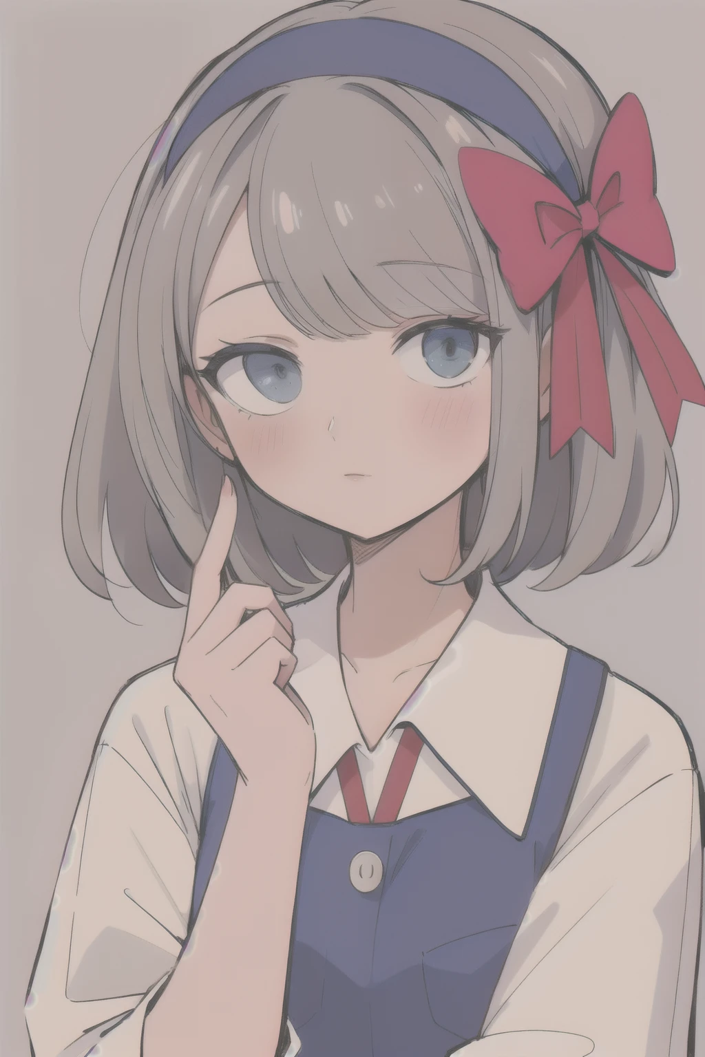 Rozheva has hair, carnation bows, gray , background school