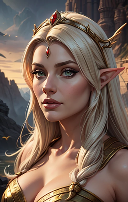 create a digital painting, best quality, 4k, Babes, a close-up of a woman with a crown and a bird on her head, portrait of a sorceress, epic fantasy art portrait, fantasy concept art portrait, detailed matte fantasy portrait , fantasy art portrait, fantasy portrait art, elven priestess, fantasy character portrait, portrait of an elf queen, portrait of a beautiful goddess, fantasy genre portrait