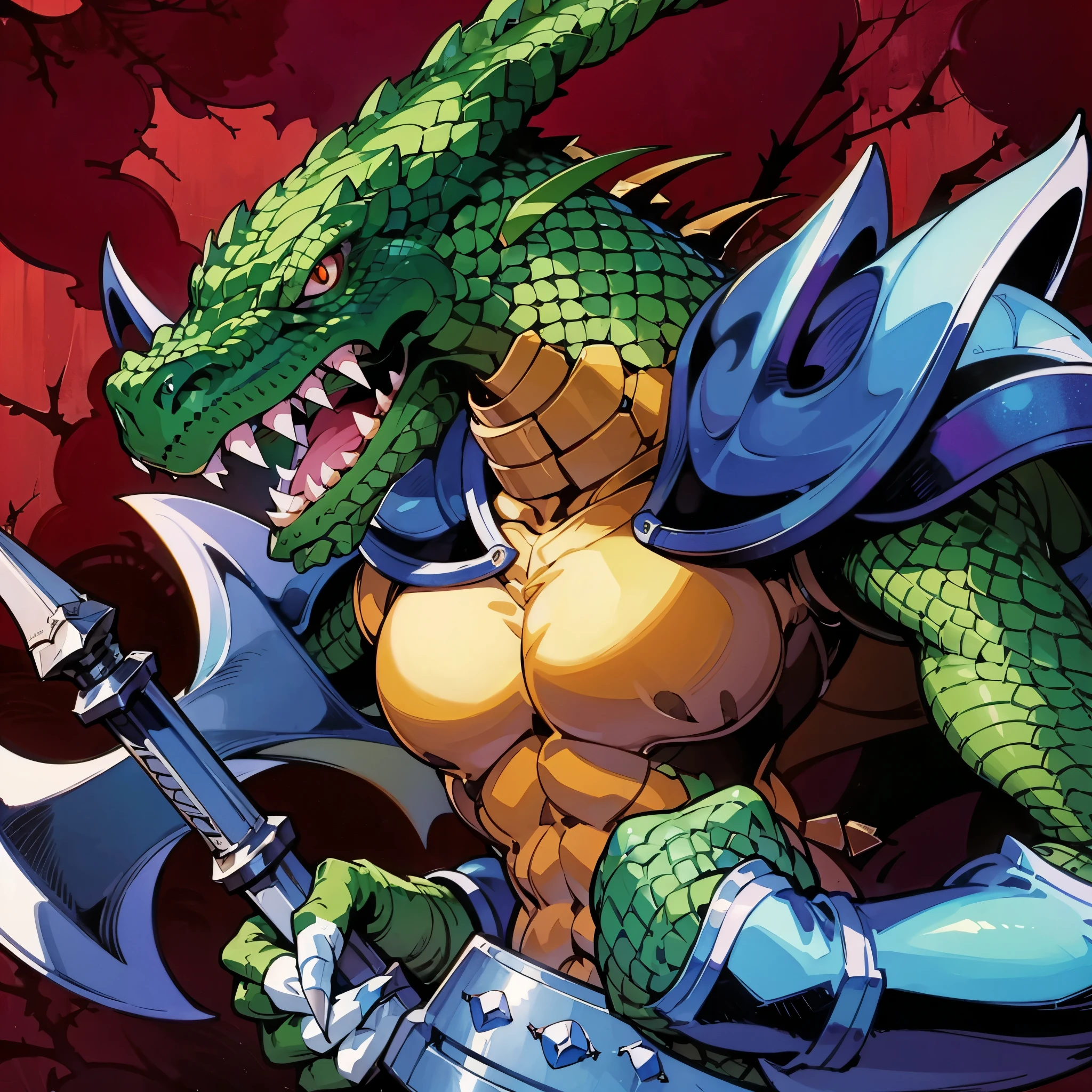nj5furry, sweat drops, zenberu gugu, scalie, reptile, scar, anthro, crocodilian, male, solo, green body, scales, hi res, crocodylid, clothing, facial scar, muscular, green scales, teeth, zenberu gugu, cum, blowjob myself, erection, 