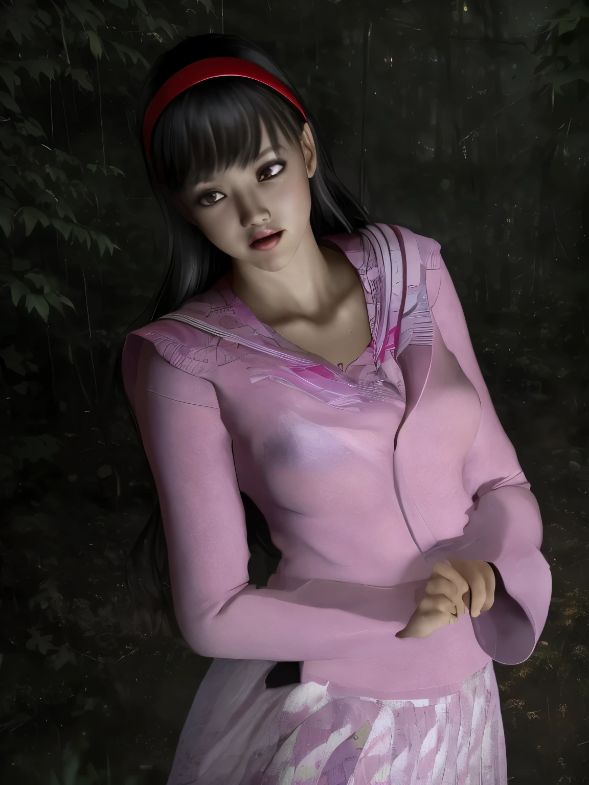 (Detailed CG、unity、8k wallpaper)、(very delicate and beautiful)、(masterpiece)、(highest quality:1.2)、(超A high resolution:1.3)、(beautiful realistic asian),beautiful lighting、perfect lightning、realistic shadow、fine skin、Super detailed、detailed face and eyes、realistic eyes、sharp pupils、Huge , inside the classroom、School、sunset、beautiful face、blurred background、(japanese woman)、shiny skin、side up、beautiful black hair、dull bangs、Japan High School Sailor Uniform、pleated mini skirt、gentle smile, ((table top, highest quality)), (shiny skin), cinematic lighting, Physically based rendering, award-winning, highly detailed skin, highly detailed face, Beautiful eyes in every detail, Carl Zeiss 85mm F/1.4, (Cowgirl:1.3), (cumin , on the chest and thighs), she'A very cute 16 year old , (brown hair, straight long hair, open your eyes, round face), big cleavage, (sailor blouse, Pull up the pleated skirt yourself:1.3), watching from a distance, (spread your legs, thigh focus),art by、