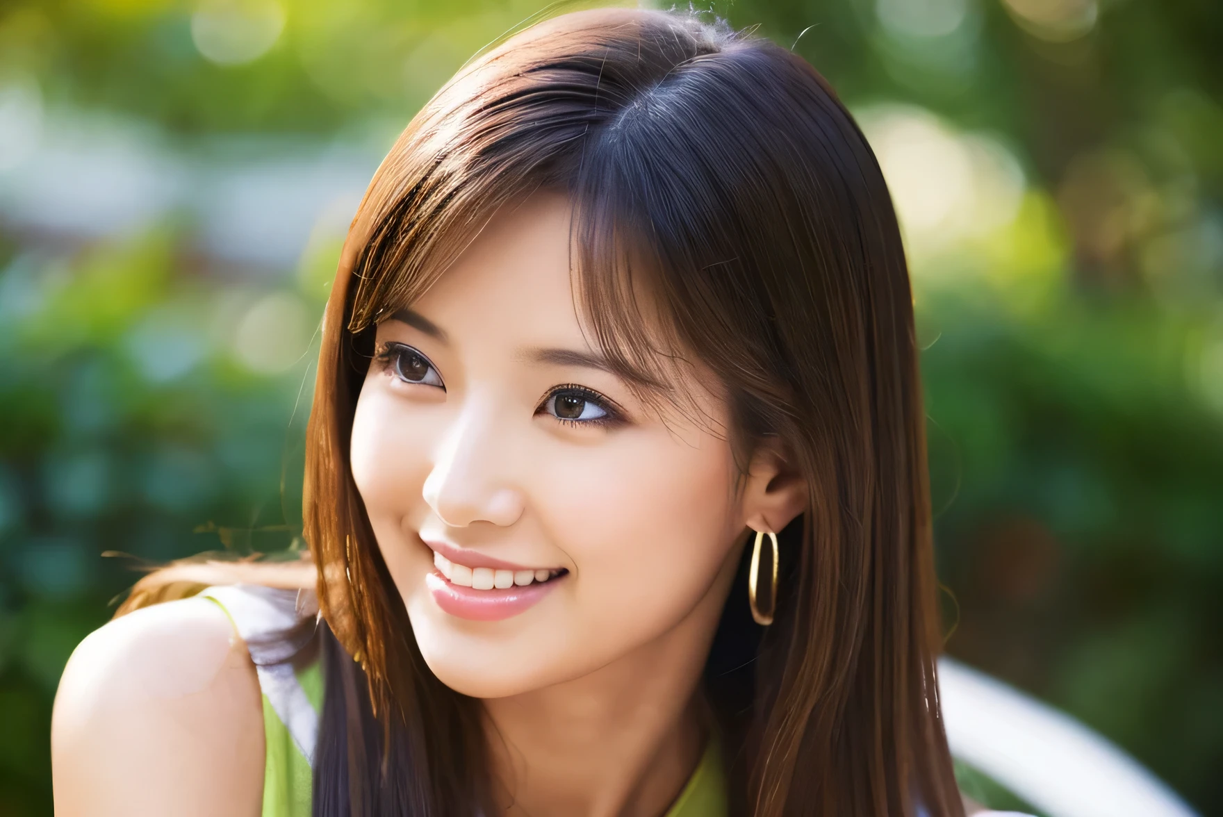 young、beautiful、female announcer、shaped face contour、long hair、brown hair、Fine iris、Elegant、erotic face、glowing skin、juicy lips、an open seductive smile、thick eyelasheodel body shape、earrings、blush、black mini skirt、perfect lighting、perfect shadow、perfect anatomy(((masterpiece))), ((highest quality)), ((Super detailed)), (CG illustration), (Very wicked and beautiful)), (Cute Desktop Face),