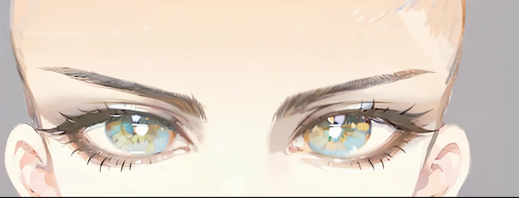 anime eyes with a blue and yellow eye and a white nose, huge anime eyes, large cool anime eyes,anime eyes, anime eyes, eyes). full body, eyes in the style of nendoroid, detailed anime eyes with pupils, large anime eyes, tsurime eyes, evangelion style eyes, detailed pupils, android eyes, eyes glowing