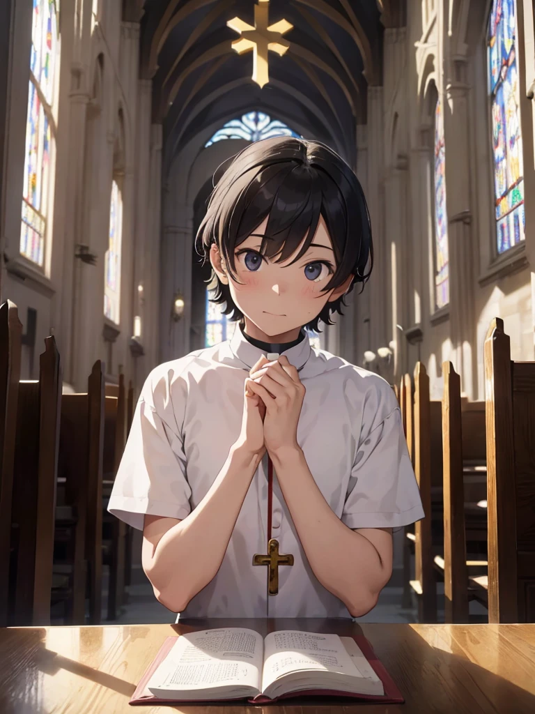 Catholic Priest Boy, Catholic bishop, inside a Catholic church