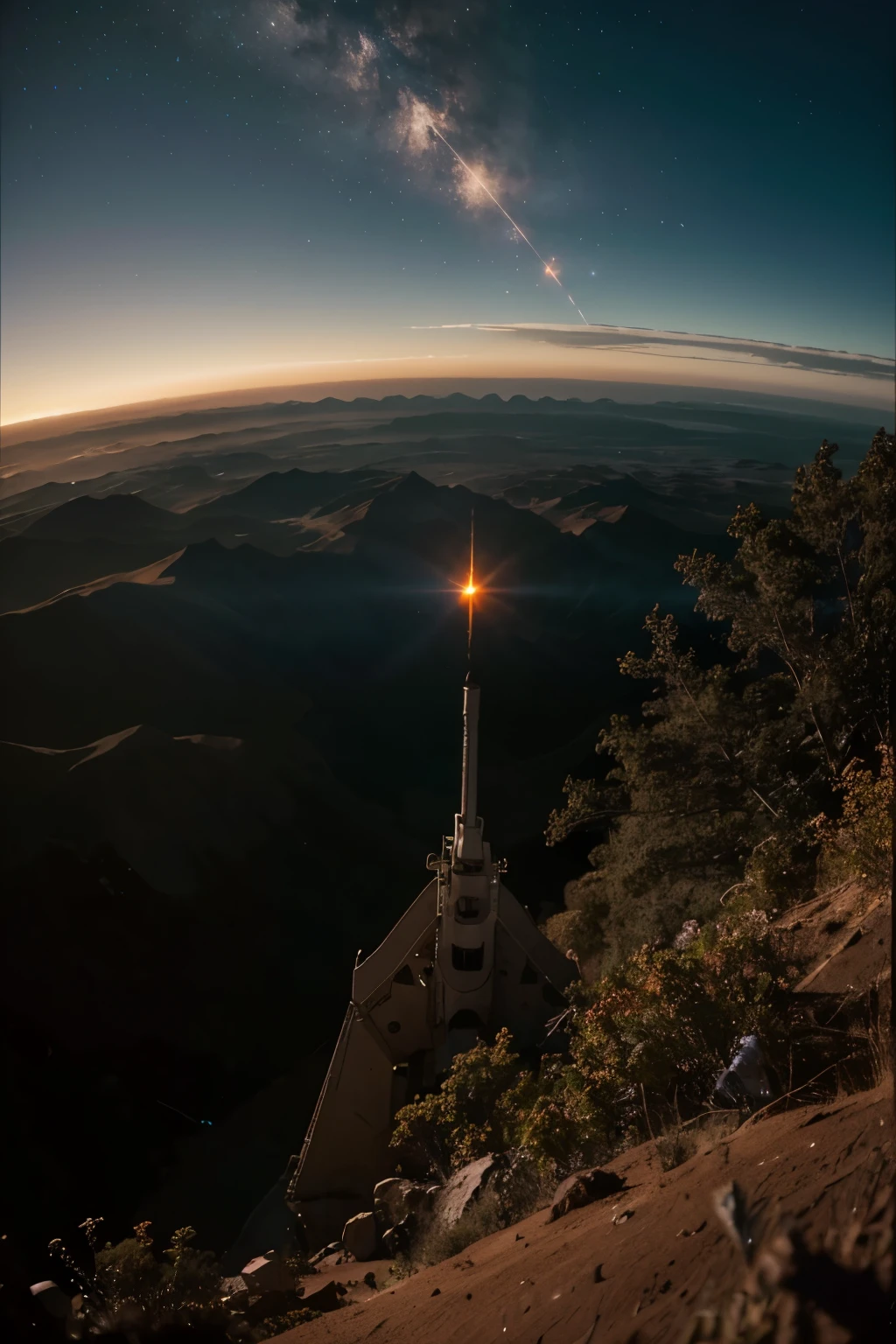 (Majestic cinematic photo: 1.3), Space shuttle taking off, leaving Earth towards Mars, (Grander than life: 1.5), (Blue and green orb: 0.8) receding in the background, (High contrast) sun setting over the horizon, (Detailed engineering): 1.1, intricate design of the space shuttle, (Bright orange flames): 0.7, roaring exhausts, (Shimmering trails): 0.5, white smoke streaming behind, (Breathtaking view: 1.2), stars twinkling in the vast cosmic expanse, (Reddish Mars): 0.6, hanging