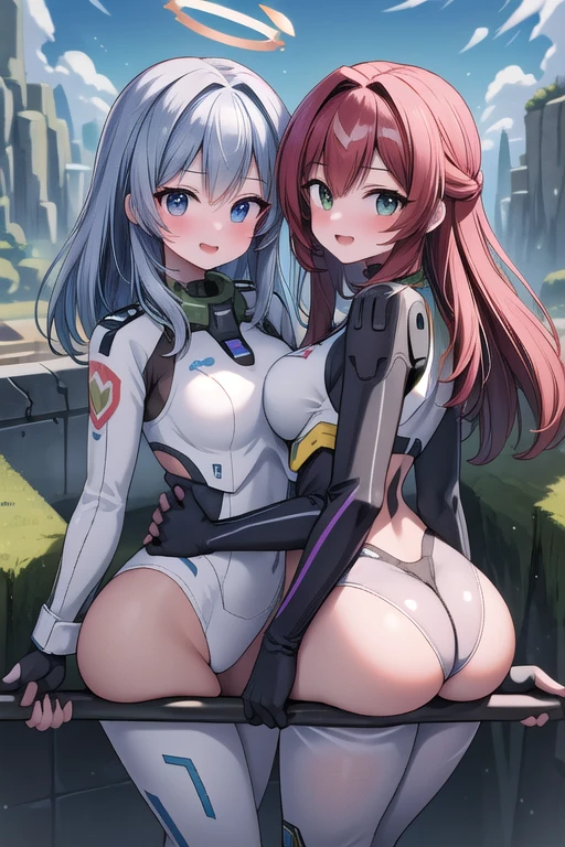 2 ragazze diverse viste da dietro,ass support,guardandole da dietro,grande culo,grandi tette,felice di stare con te,enorme culo,enormi tette,ultra-highres, ultra-detailed, best quality,perfect hands,2 ragazze,Halo videogame troops 2 girls
