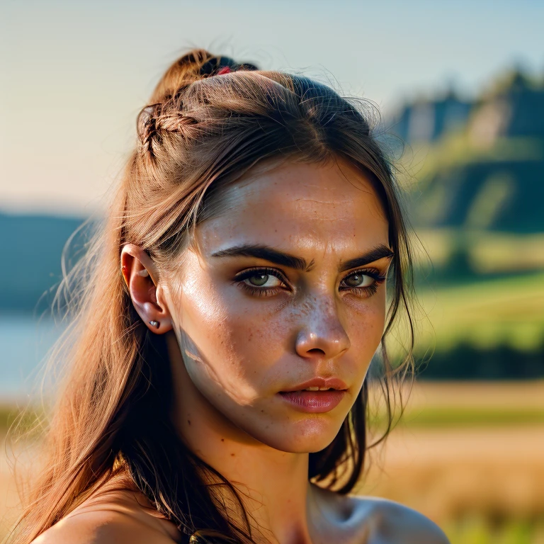 A stunning intricate full color photo of (sks woman:1) as (viking warrior), (barbarian), rolls eyes, orgasm, epic character composition, by ilya kuvshinov, alessio albi, nina masic, sharp focus, natural lighting, subsurface scattering, f2, 35mm, film grain, full length, nude, on knees