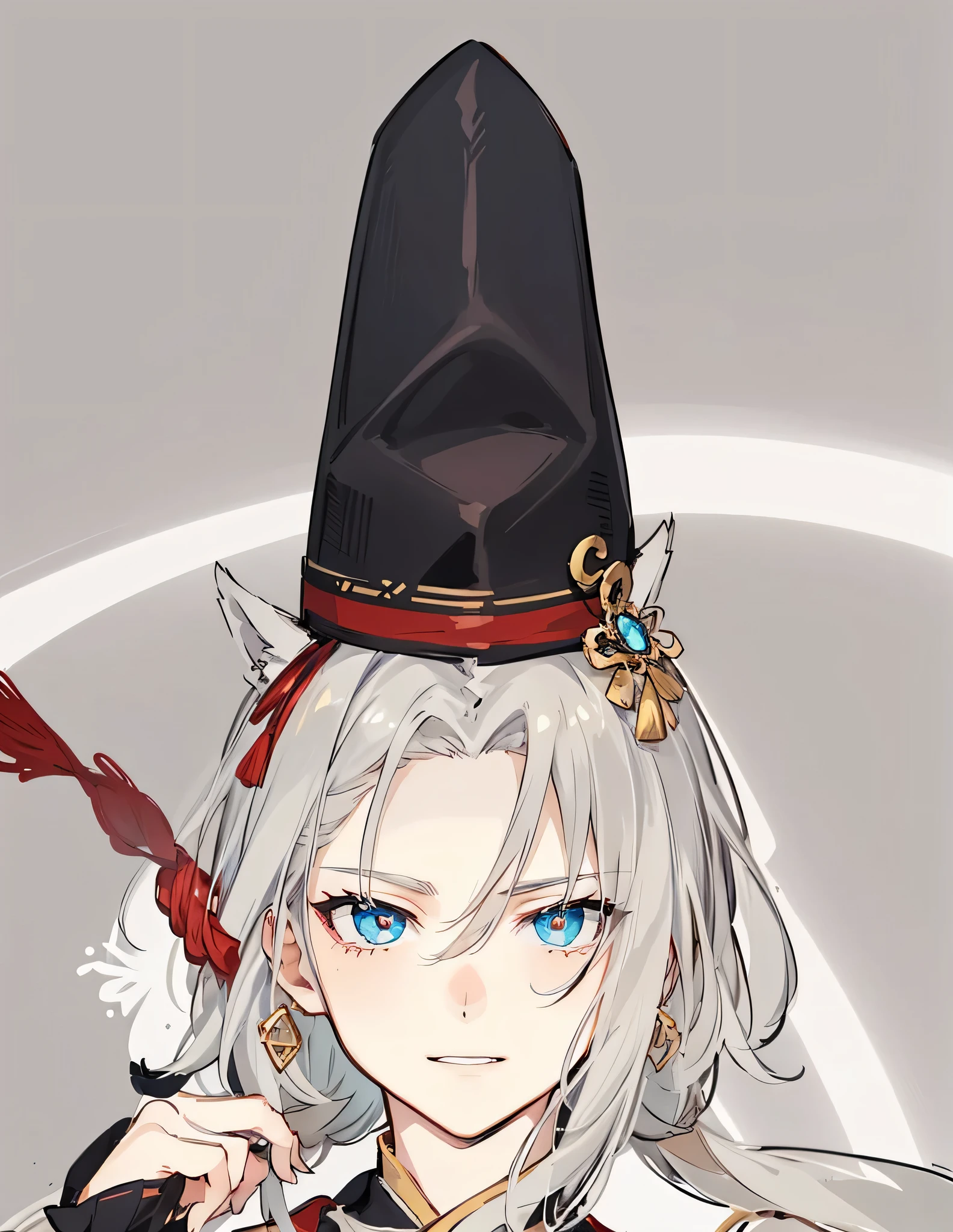 anime character with long hair and white shirt with red collar, hajime yatate, keqing from genshin impact, roguish smirk, handsome guy in demon slayer art, anime tribal boy with long hair, zhongli from genshin impact, onmyoji portrait, beautiful androgynous prince, inspired by Bian Shoumin, seinen manga portrait