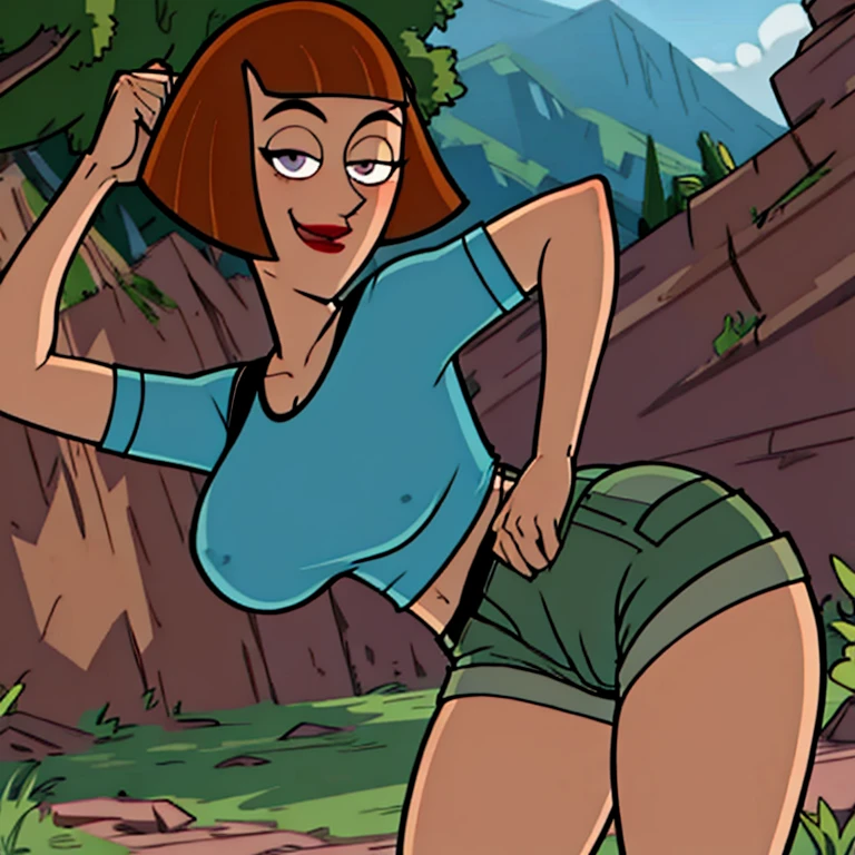 maddie fenton, cave, outdoors, hiking outfit, pokies, walking up hill, seductive, horny, short-shorts, ass-peek, wants to fuck her son