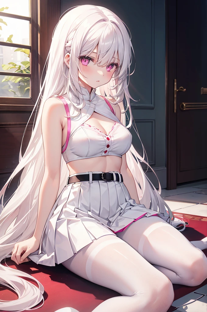 Cat ears, white hair, girly, red eyes, huge details, 8k, loli, barefoot