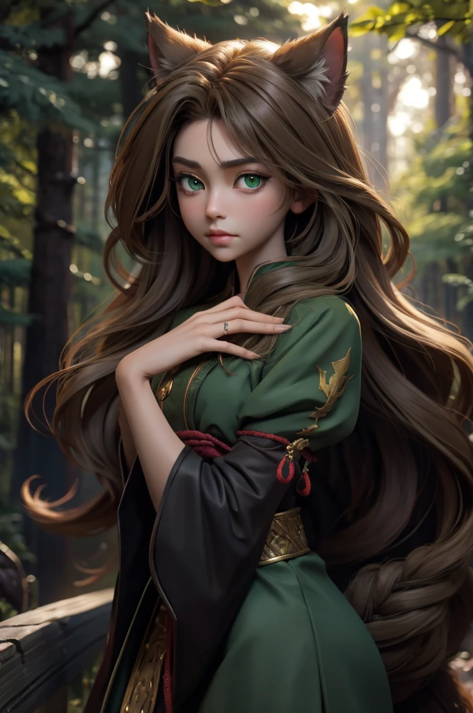 by kenket, by totesfleisch8, (by thebigslick, by silverfox5213:0.8), (by syuro:0.2),, king-adelaide, twokids, (best quality, masterpiece:1), solo, furry female anthro, green eyes, arm wraps, long hair, light brown hair, portrait, fingers, finger claws, looking at viewer, feline tail, strong, muscular, crown, (outdoors dark forest trees blurry blurred background:1.1),
