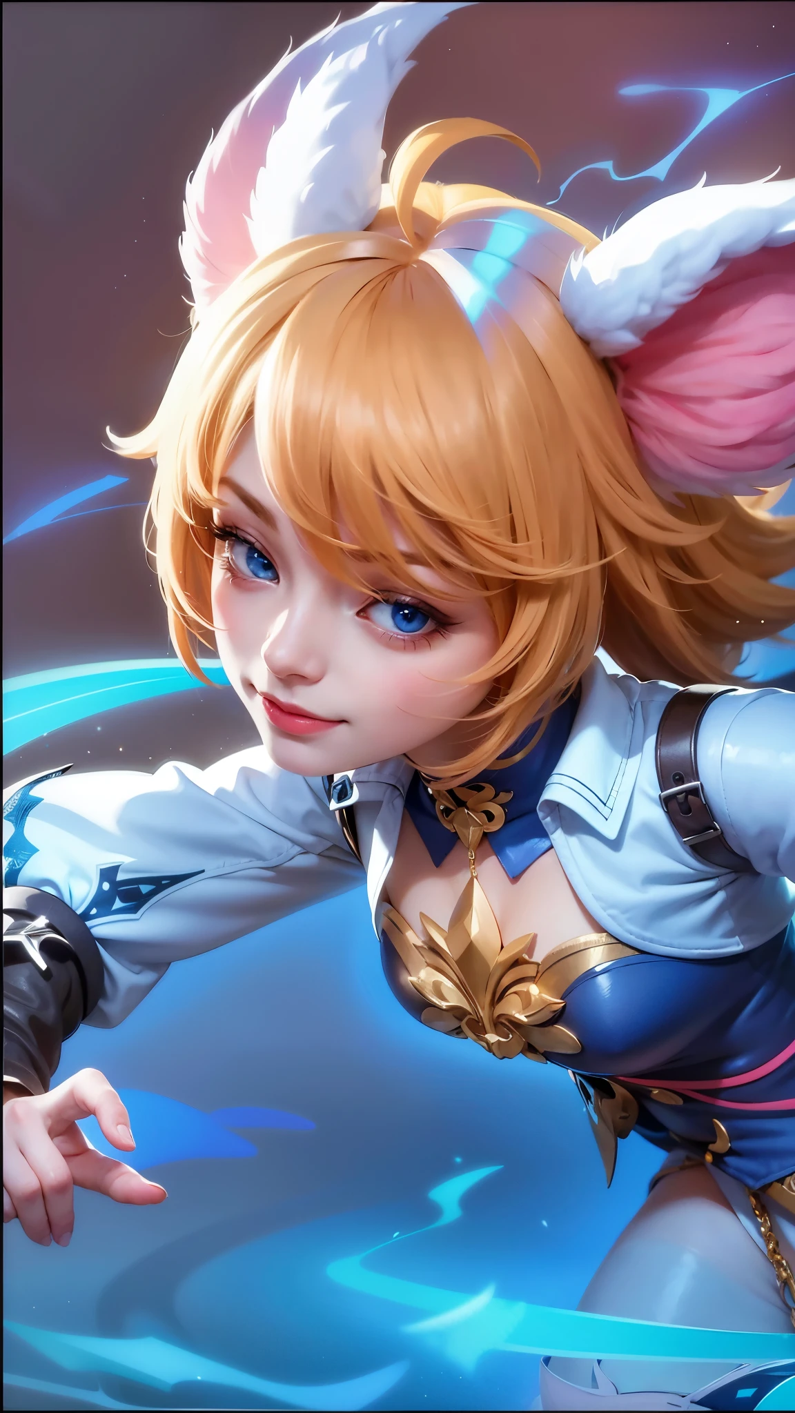 a girl with a cat hat and gloves, 8k, ultra hd, ultra detailed texture, hyper realistic, masterpiece, detailed texture, detailed face, detailed skin, detailed lighting, (photorealistic:1.5), best quality, beautiful lighting, cinematic lighting, professional lighting, ultra highres, realistic, detailed hair, real hair, high quality, (realskin:1.5), extremely detailed, finely detail, ultra-detailed, blue eyes, smile.