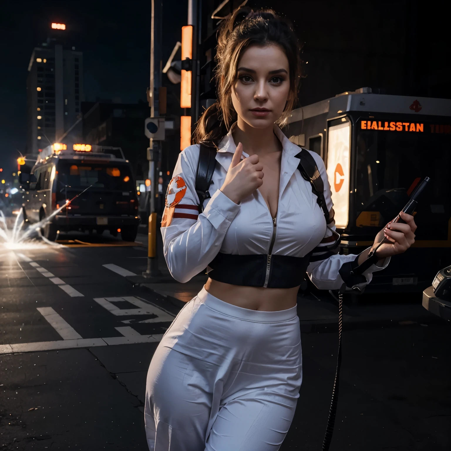 very beautiful woman
dressed as ghostbusters.
8k