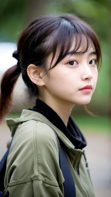 ((best quality)), ((masterpiece)), (detailed), perfect face, moa kikuchi, suzuka nakamoto, ponytail