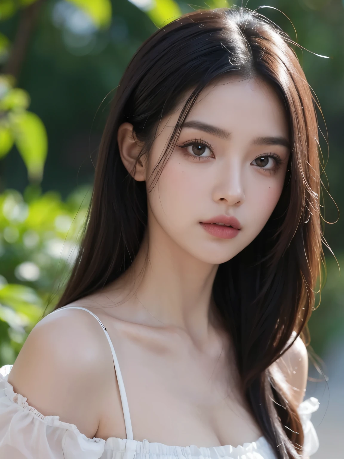 Kim Jennie con el cabello negro oscuro, con rulos en las puntas del cabello negro oscuro, con un ganchito de estrella en el cabello negro oscuro, ojos de color claro, ojos bonitos, nariz bonita y respingada, labios bonitos, labios rosas, heart and cupid shaped lip, piel bonita, piel blanca, con lunares y pecas en todo el rostro, rubor rosa suave en las mejilla, rubor rosa natural, dark and gothic makeup, Jennie gotica, cuello bonito, noticeable collarbones, mirada enojada, con un collar, un collar bonito de beso, mientras tiene un Corset rosa, Corset rosa bonito, vestido con un Corset rosa, mientras muestra sus pechos desnudos, mientras tiene los pezones con dos corazones de papel rosa, tiene los pezonnes con corazones de papel rosa (pechos grandes, pechos suaves, pechos bonitos, pechos naturaleirando a la camara, autofoto