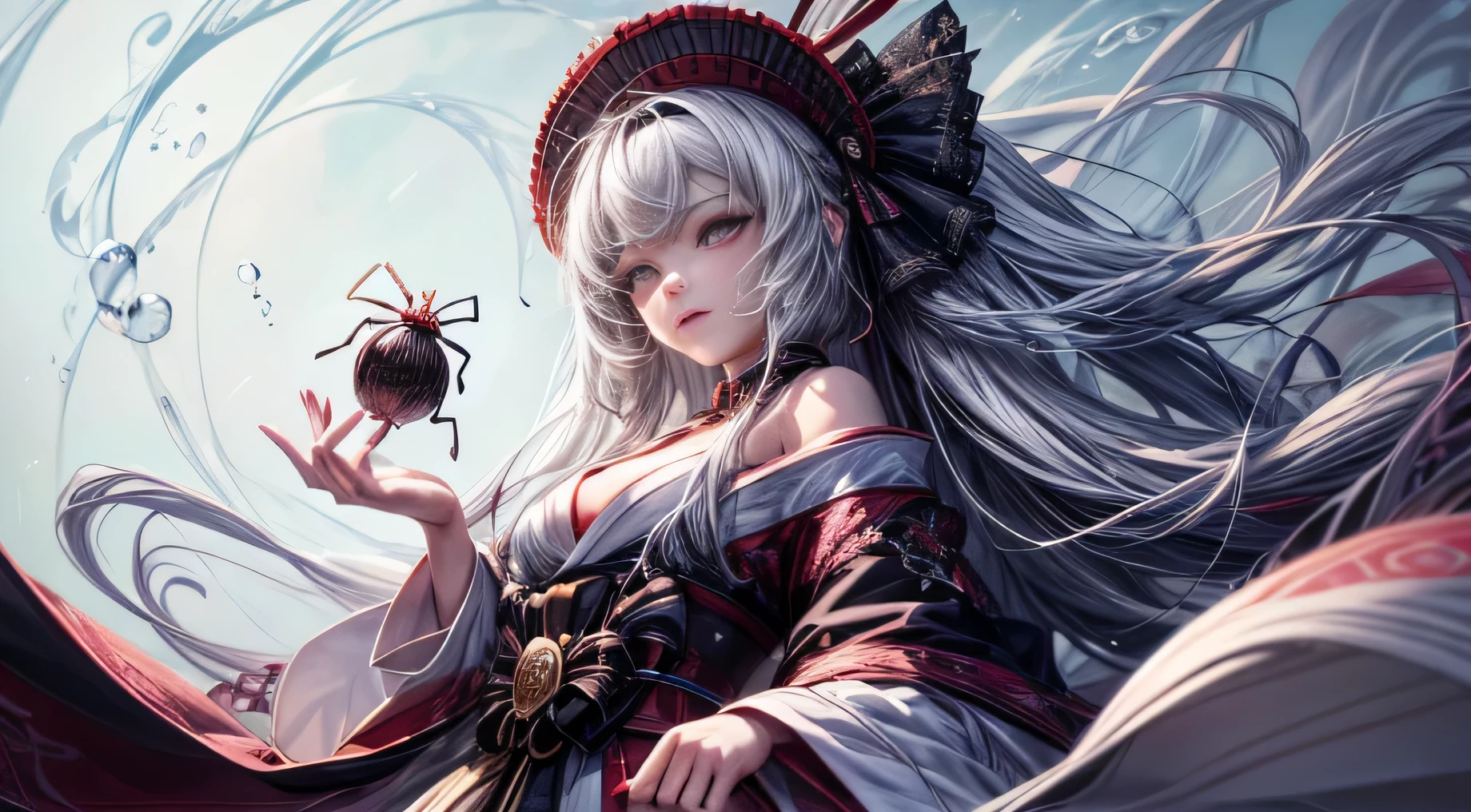 there is a woman holding a tarant and a spider in her hands, anime art wallpaper 4k, anime art wallpaper 4 k, anime art wallpaper 8 k, anime style 4 k, detailed digital anime art, beautiful art uhd 4 k, anime fantasy artwork, japanese art style, detailed painting 4 k, 4k highly detailed digital art, anime fantasy illustration