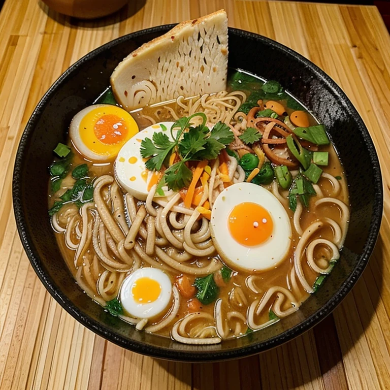 Crea una imagen de un ramen super delicioso y apetitoso dibujado