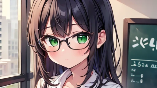 highest quality,wonderful,finely,extremely detailed CG unity 8k wallpaper,written boundary depth,1 girl, big breasts,(NSFW), (tongue licking,fellatio:1.3), black hair, glasses, green eyes,twin tails,full body, highest quality,Super detailed,unity 8k wallpaper,game CG,