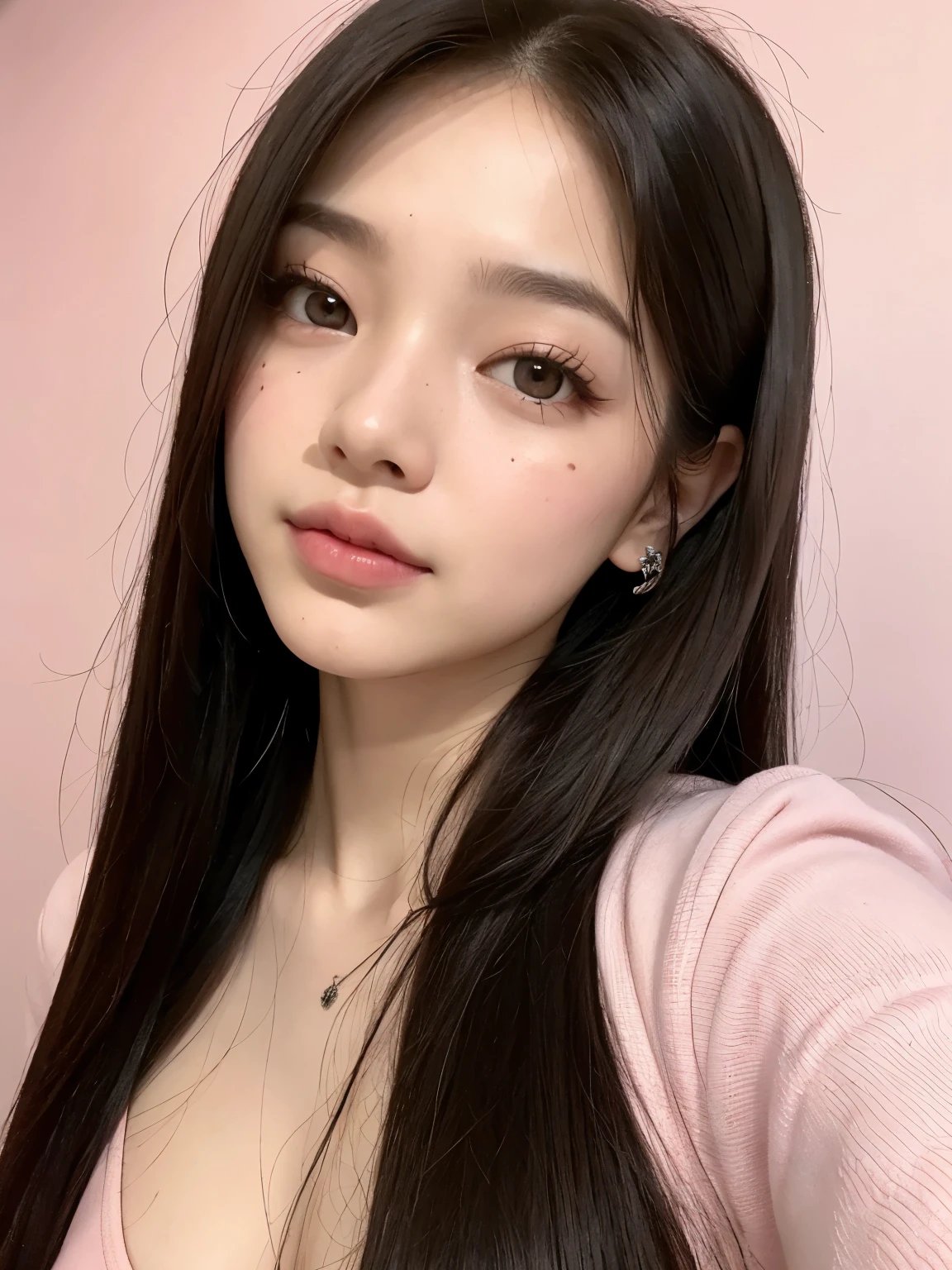 Kim Jennie de blackpink con el cabello rubio claro, cabello rubio con ondulado, cabello de color rubio ondulado, with small fringes, ojos color negro, nariz respingada y bonita, labios gruesos, Cupid and heart shaped lips.., labios rosas, pale, piel blanca, piel bonita y suave, con pecas y lunares, cejas bonitas, marked and beautiful clavicle, mientras tiene unas rosas color rojo tinto en su top, rojo oscuro, con ropa interior femenina, abdomen delgado y bonito, escote desnudo, (pechos grandes, pechos suaves, pechos naturales), mientras agarra una rosa, in a room with a pink background, eating hamburgers and asian noodles, mirando a la camara, autofoto