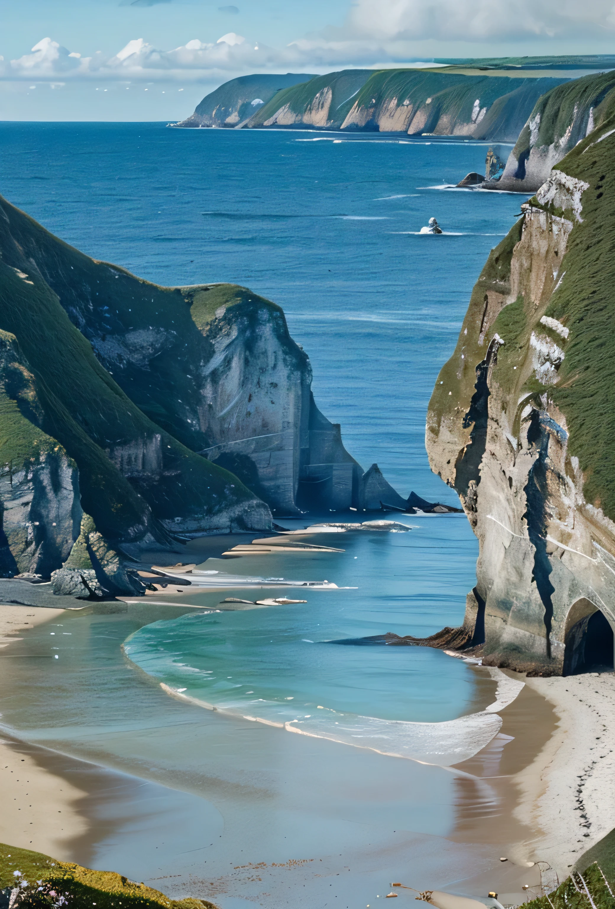 Magnificent seaside, landscape, spectacular landscape, very natural, hyperrealistic, ultra detailed