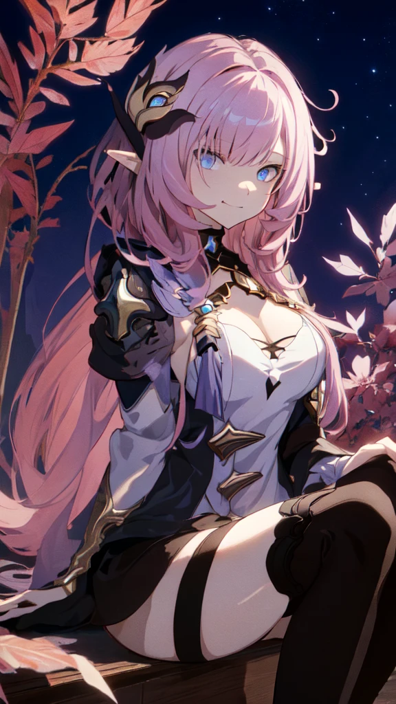 1girl, anime, cute girl, blank background, white background, fantasy, detailed dark fantasy dress with highlights, beautiful face, beautiful eyes, dark colors, long pink hair, medium breasts, slight cleavage, beautiful skin, cute, breast curtains, extremely delicate and beautiful, (beautiful detailed face:1.0), (detailed deep eyes), symmetrical breasts, deep eyes, shiny skin, portrait, slender waist, hips wider than shoulders, thighs, young girl, expressionless