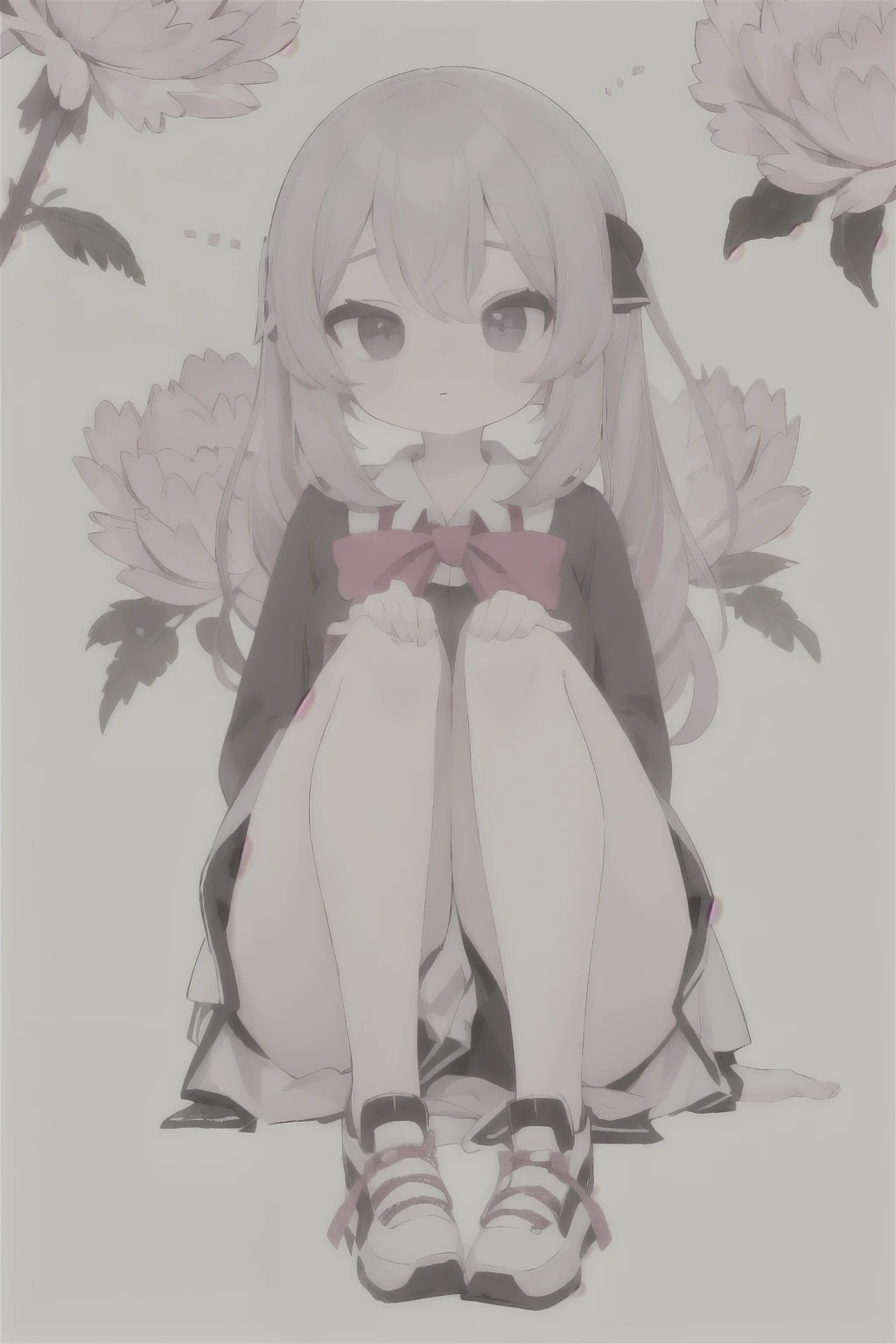Rozheva has hair, carnation bows, gray , background school