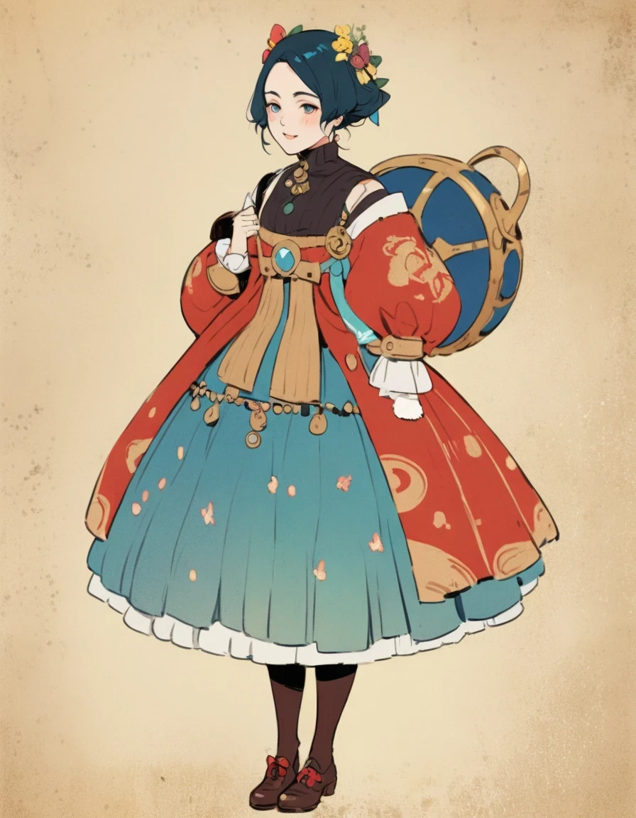 in style of Hayv Kahraman , character concept design, half body 