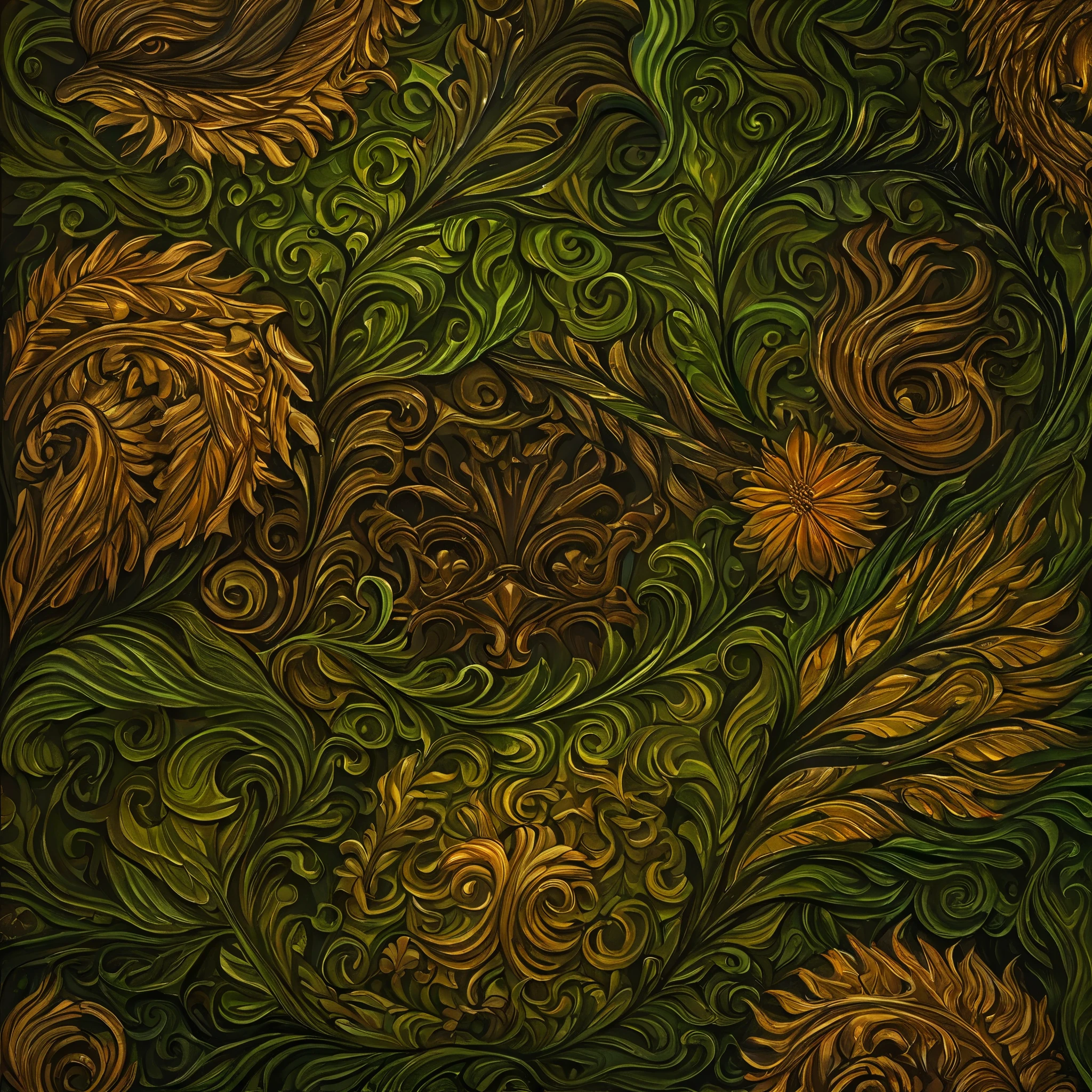 ARTE PATTERN, oil painting, ESTILO DARK SOULS, PALETA VERDE ESCURO