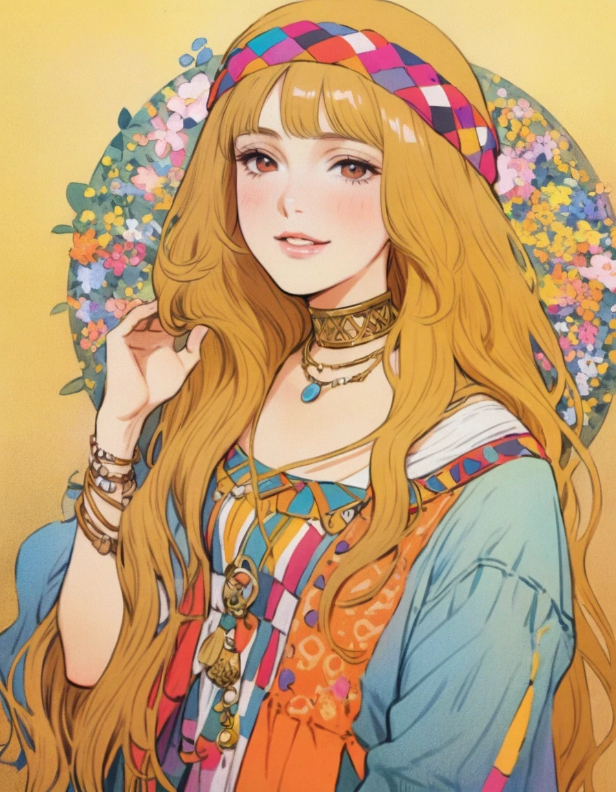 in style of Hippie fashion design , portrait