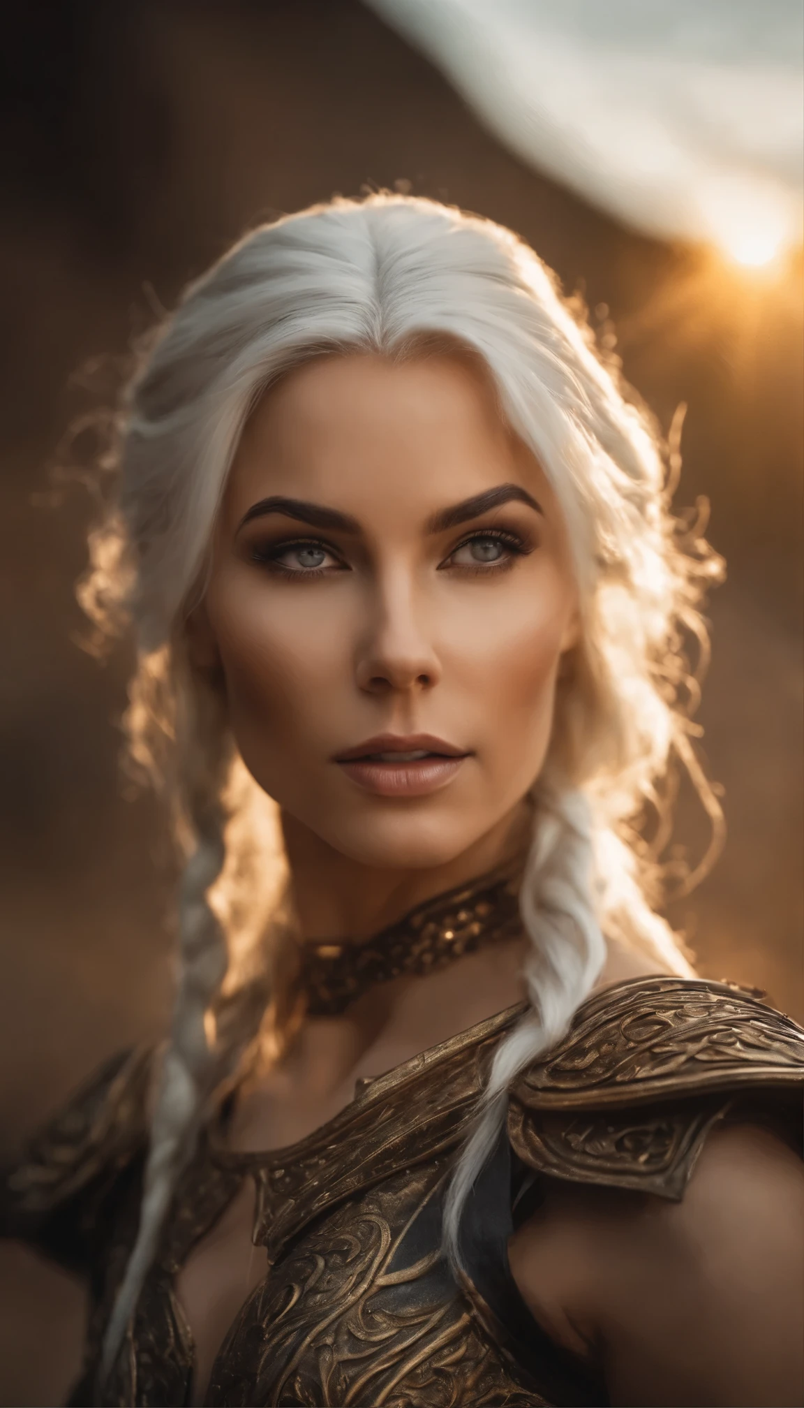 Aewin is a beautiful ethereal female elf sorceress, white-gold hair, in the style of Boris Vallejo, high detail, high detail face, high detail skin, strong athletic body, perfect proportions, Heavy Metal aesthetic, elvish architecture background, high quality, masterpiece, realistic photo, intricately detailed, 8k, HDR, shallow depth of field, wide light, high contrast, backlight, light flares, sharp focus, RAW color photo, looking at the camera, cool colors, various poses